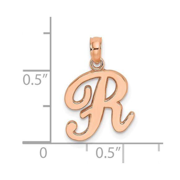 10K Yellow Gold Polished R Script Initial Charm - Picture 3 of 9